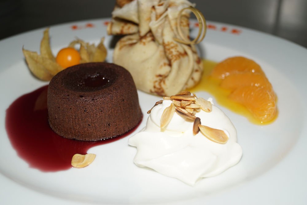 Fondant au chocolat et aumônière